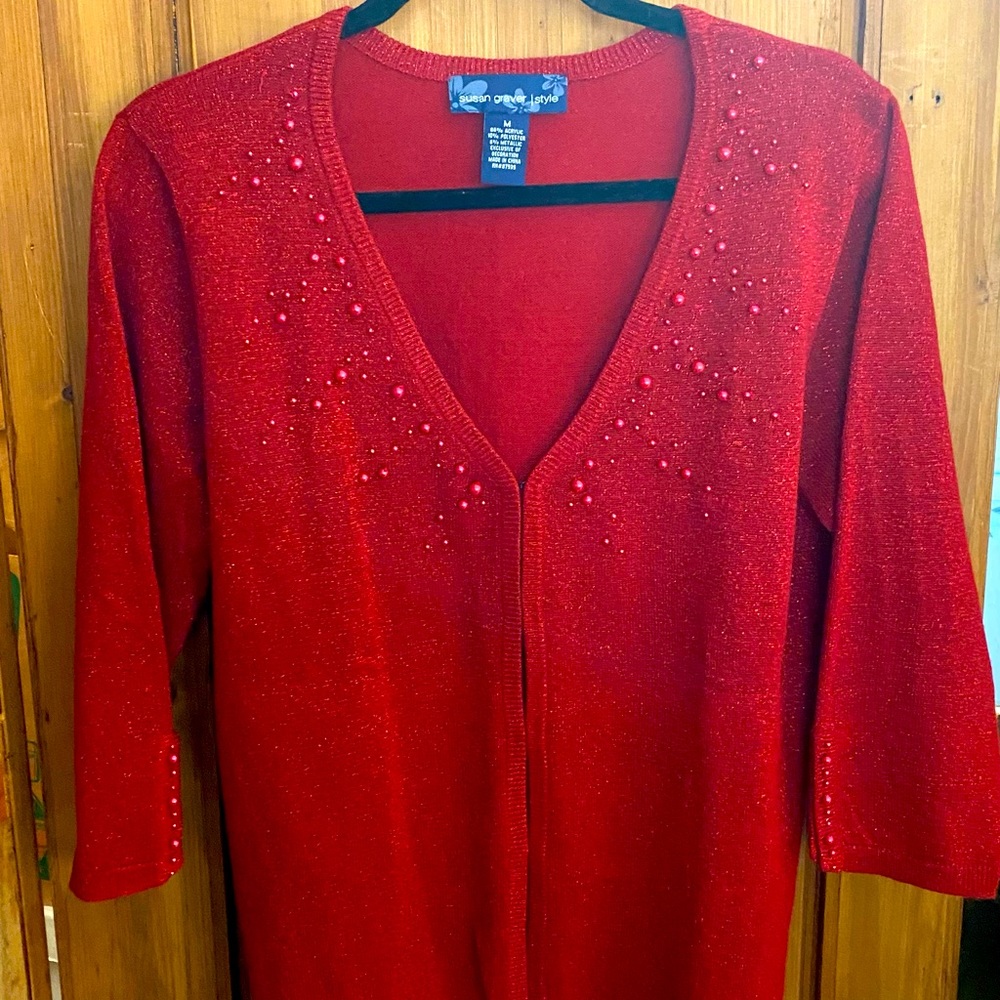 Susan Graver red dress shirt